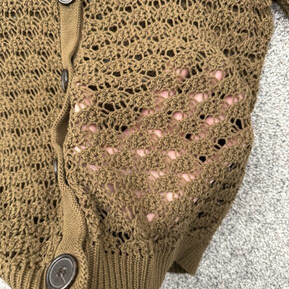 Cottagecore Cardigan Sweater Womens Medium Crocheted Boho Layering Grandmacore - Picture 6 of 7